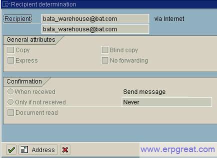 Specify an external email address