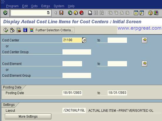 KSB1 - Display Actual Cost Line
