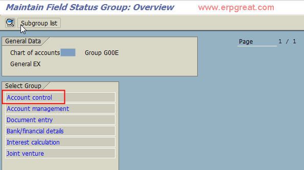 Select Group for the Field Option screen