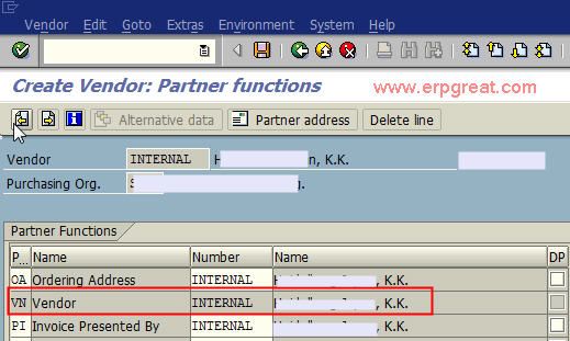 Create Vendor Partner Functions