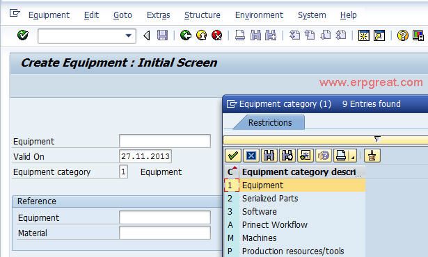 User will need to specify an Equipment Category