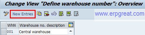 Define New SAP Warehouse Number