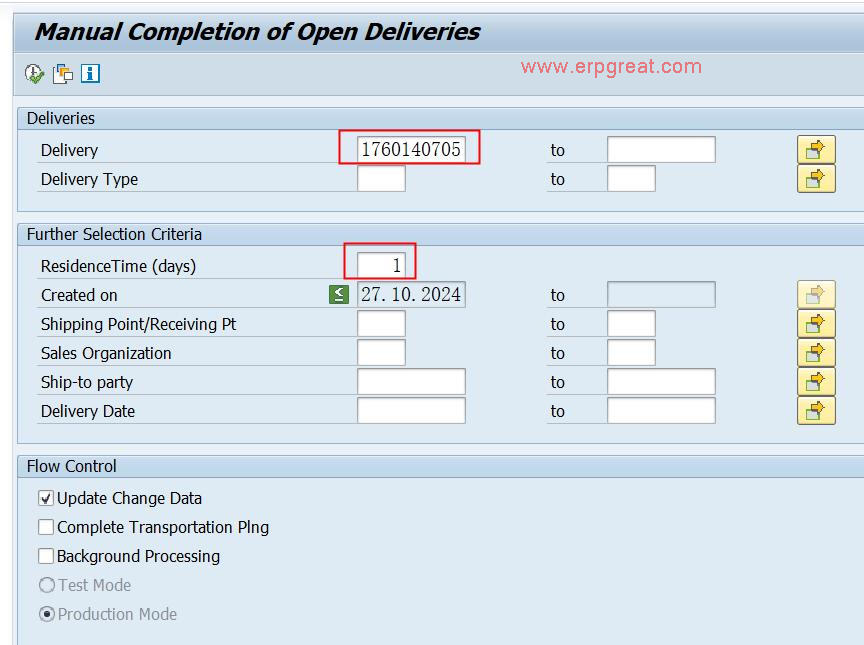 VL_COMPLETE Manual Completion of Open Deliveries